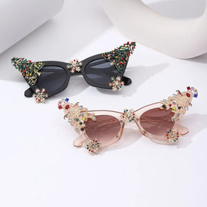 Christmas Tree Cat Eye Shape Design Sunglasses - Ailime Designs