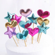 Load image into Gallery viewer, 10pcs Decorative Stars &amp; Hearts Cake Toppers - Ailime Designs