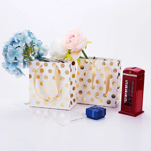 4Pc Gold Metallic Polka Dot Design Gift Bags - Ailime Designs