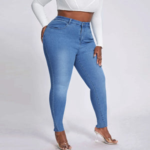 Plus Size Beauties Stretch Denim Pencil Pants - Ailime Designs