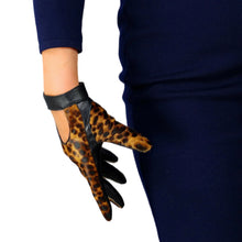 Load image into Gallery viewer, Leopard Animal Skin Print Two-Tone Sheepskin Leather Gloves - Ailime Designs