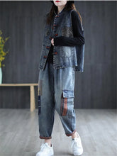 Load image into Gallery viewer, Asian Inspired Women Denim Vests  - Ailime Designs