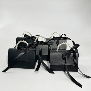 Black Embossed Elegant  Faux Pearl Handle & Handbag Gift Boxes - Ailime Designs