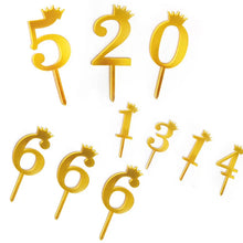 Load image into Gallery viewer, Gold Acrylic Numbers Birthday Toppers - Ailime Designs