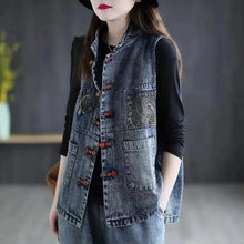 Load image into Gallery viewer, Asian Inspired Women Denim Vests  - Ailime Designs