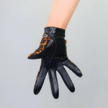 Load image into Gallery viewer, Leopard Animal Skin Print Two-Tone Sheepskin Leather Gloves - Ailime Designs