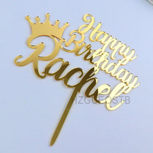 Load image into Gallery viewer, Birthday Crown &amp; Text Cake Toppers - Ailime Designs