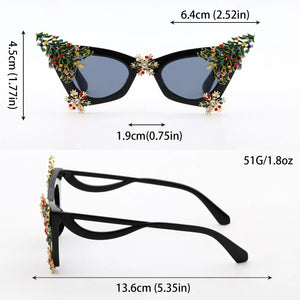 Christmas Tree Cat Eye Shape Design Sunglasses - Ailime Designs