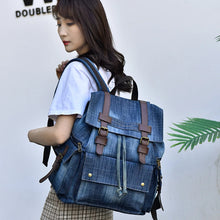 Load image into Gallery viewer, Casual Blue Wash Double Buckle Backpacks - Ailime Designs