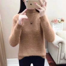 Load image into Gallery viewer, Autumn Cream Angora Design Turtleneck Sweaters - Ailime Designs