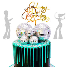 Load image into Gallery viewer, Disco Ball Silver Cake Toppers - Ailime Designs