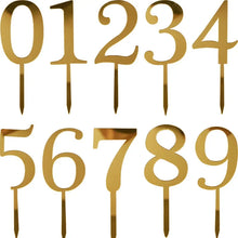 Load image into Gallery viewer, Gold Acrylic Numbers Birthday Toppers - Ailime Designs