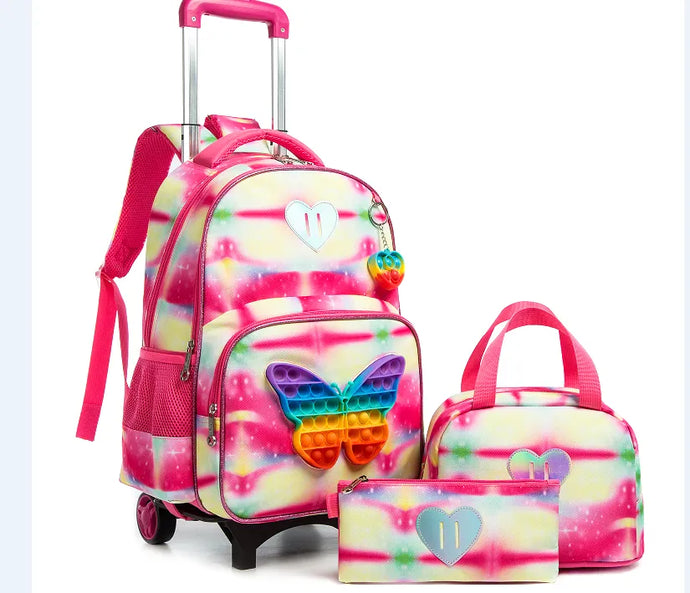 Children's School Trolley Style 3pc Rolling Backpacks - Ailime Designs