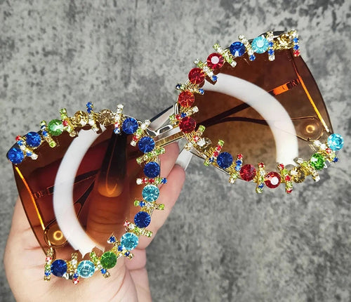 Colored Crystal Trim Sunglasses - Ailime Designs