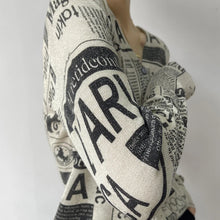 Load image into Gallery viewer, Block Print News Print Design Knit Long Sleeve Cardigan - Ailime Designs