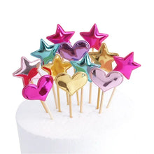 Load image into Gallery viewer, 10pcs Decorative Stars &amp; Hearts Cake Toppers - Ailime Designs