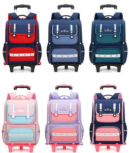 Block Print Design Girl's Trolley Backpack Luggage - Ailime Designs