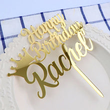 Load image into Gallery viewer, Birthday Crown &amp; Text Cake Toppers - Ailime Designs