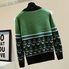 Load image into Gallery viewer, Green Multi Peter Pan Ruffle Trim Sweater - Ailime Designs