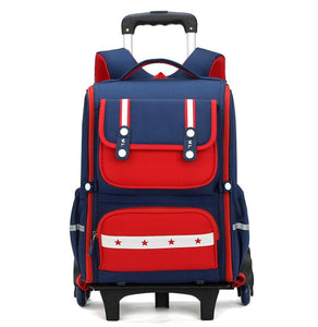 Cool Multi-Blue Kids Trolley Design Backpack Luggage - Ailime