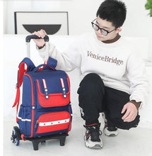 Load image into Gallery viewer, Cool Multi-Blue Kids Trolley Design Backpack Luggage - Ailime