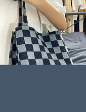 Load image into Gallery viewer, Check Print Design Denim Totebag - Ailime Designs