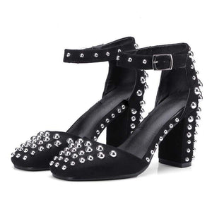 Women' Strap Ankle Design Rivet Heels - Ailime Designs