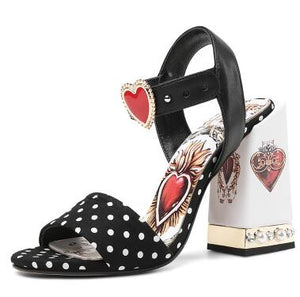 Women's Polka Dot Design Sling-Back Heels