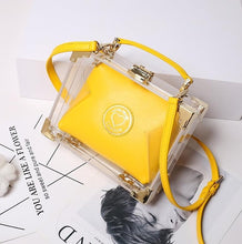 Load image into Gallery viewer, Acrylic Women&#39;s Yellow Transparent Box Shape Leather Messenger Bags - Ailime Designs - Ailime Designs