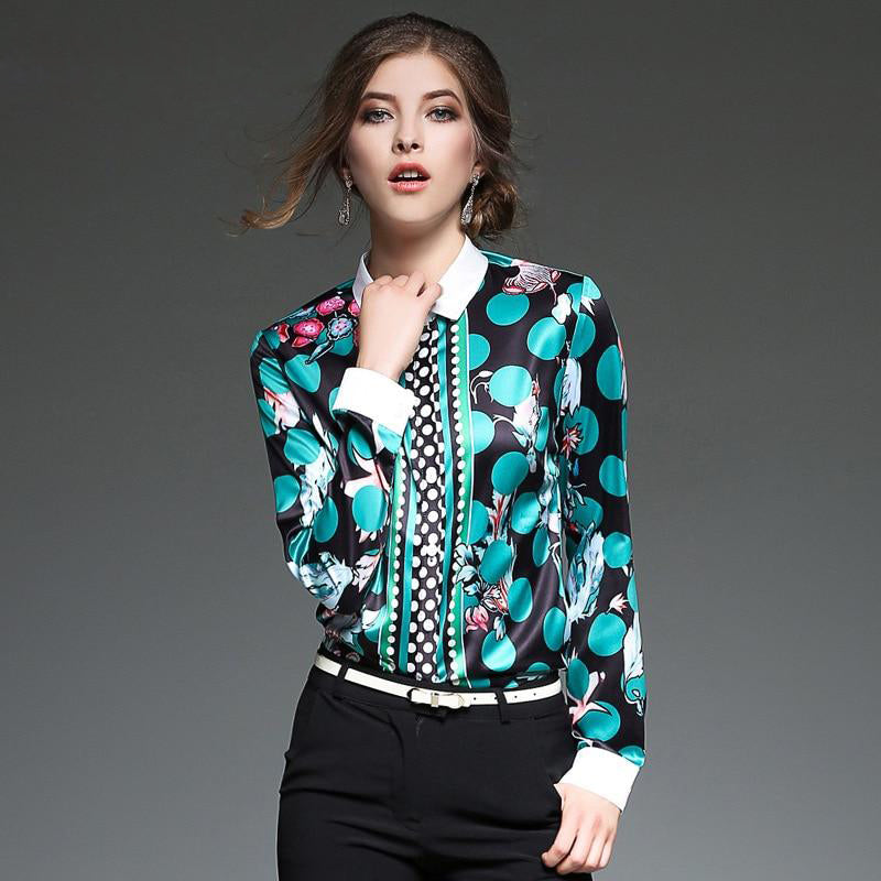 Women's High Quality Polka Dot Design Elegant Blouses