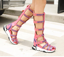 Load image into Gallery viewer, Women&#39;s Genuine Buckle Down Strap Design Gladiator Boots