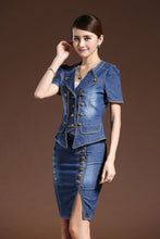 Load image into Gallery viewer, Women’s Chic Style Denim 2pc Skirt Set – Streetwear Fashions