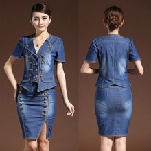 Load image into Gallery viewer, Women’s Chic Style Denim 2pc Skirt Set – Streetwear Fashions