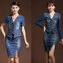 Load image into Gallery viewer, Women’s Chic Style Denim 2pc Skirt Set – Streetwear Fashions