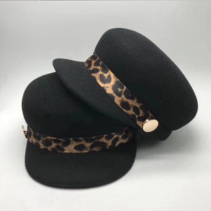 Cool Vintage Style Leopard Newsboy Black Caps - Ailime Designs