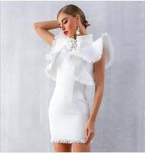 Load image into Gallery viewer, Women’s White Fringe Edge Design Body-con Sexy Fitted Dresses - Ailime Designs