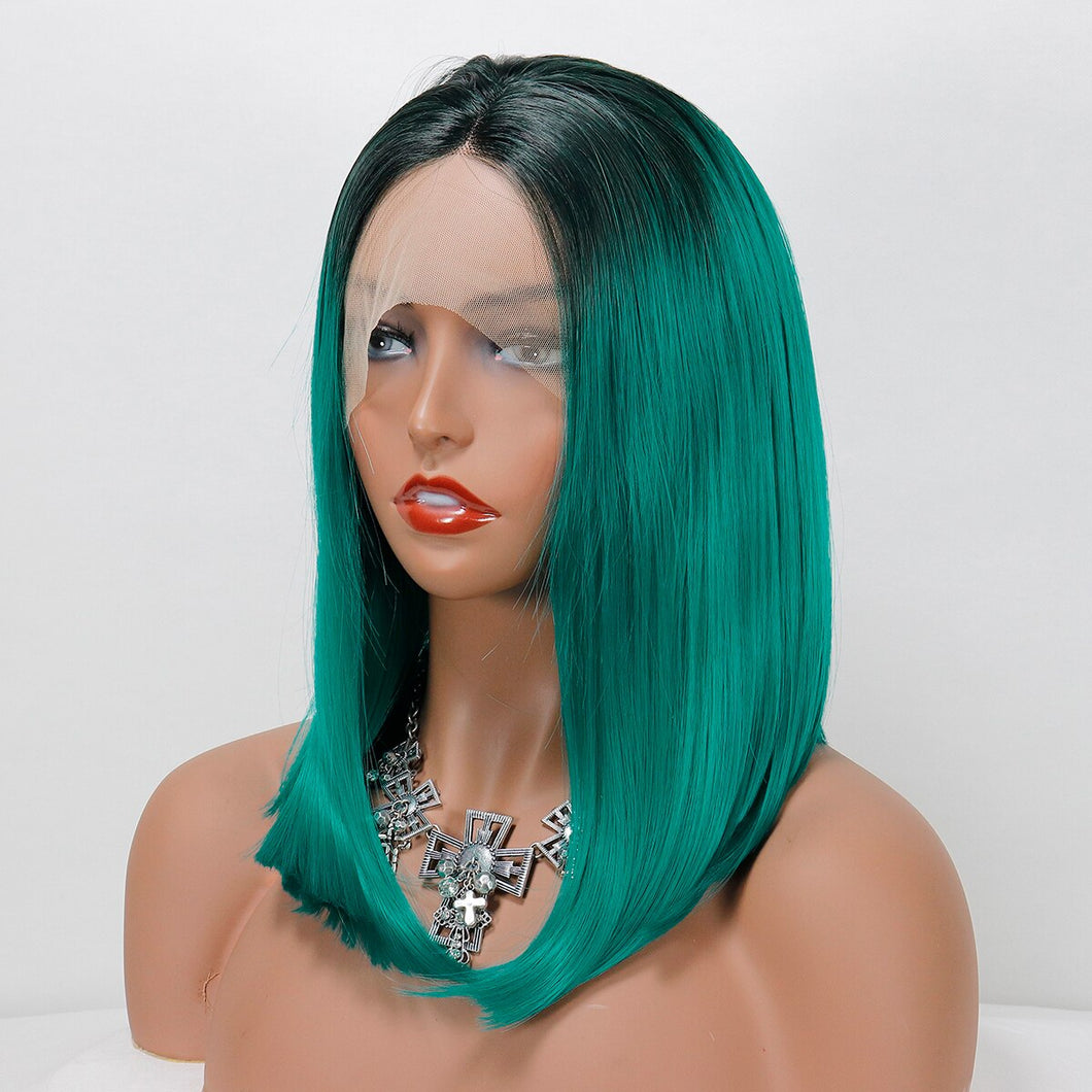 Best Ombre Green Synthetic Lace Front Wigs -  Ailime Designs