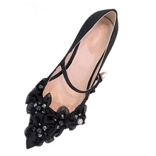 Load image into Gallery viewer, Women&#39;s Satin Flower Design Mary Jane Pumps