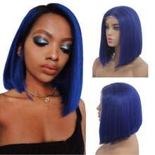 Load image into Gallery viewer, Blue Short Bob Lace Front Human Hair Wigs -  Ailime Designs