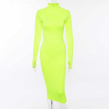 Load image into Gallery viewer, Women&#39;s Hot Neon Colors Zipper Front Body-con Club Style Dresses