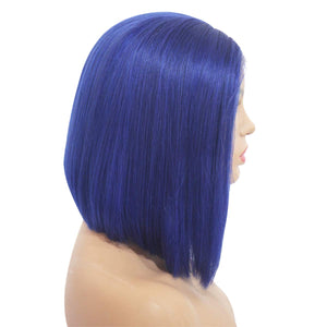 Blue Short Bob Lace Front Human Hair Wigs -  Ailime Designs