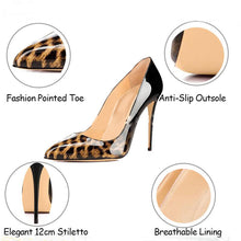 Load image into Gallery viewer, Women&#39;s Leopard Tonal Print Design Patent Leather Pointed Toe High Heel Pumps