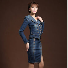 Load image into Gallery viewer, Women’s Chic Style Denim 2pc Skirt Set – Streetwear Fashions