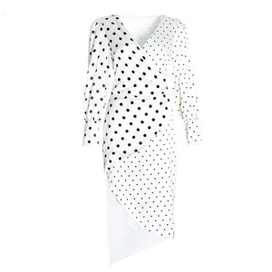 Women's Classic Polka Dot Design Dresses w/ Sash Fringe Tie