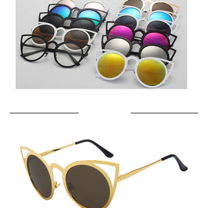 Women's Round Cat Eye Round Lense Sunglasses - Ailime Designs