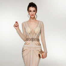 Load image into Gallery viewer, Women&#39;s Elegant Crystal Bead Design Evening Dress