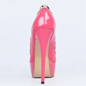 Women's Patent Leather Rivet Design High Heels