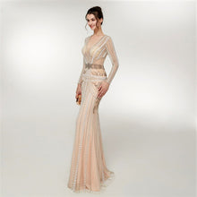 Load image into Gallery viewer, Women&#39;s Elegant Crystal Bead Design Evening Dress