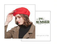 Load image into Gallery viewer, Women&#39;s Cashmere Beret Caps w/ Chain-link Design