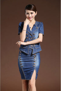 Women’s Chic Style Denim 2pc Skirt Set – Streetwear Fashions